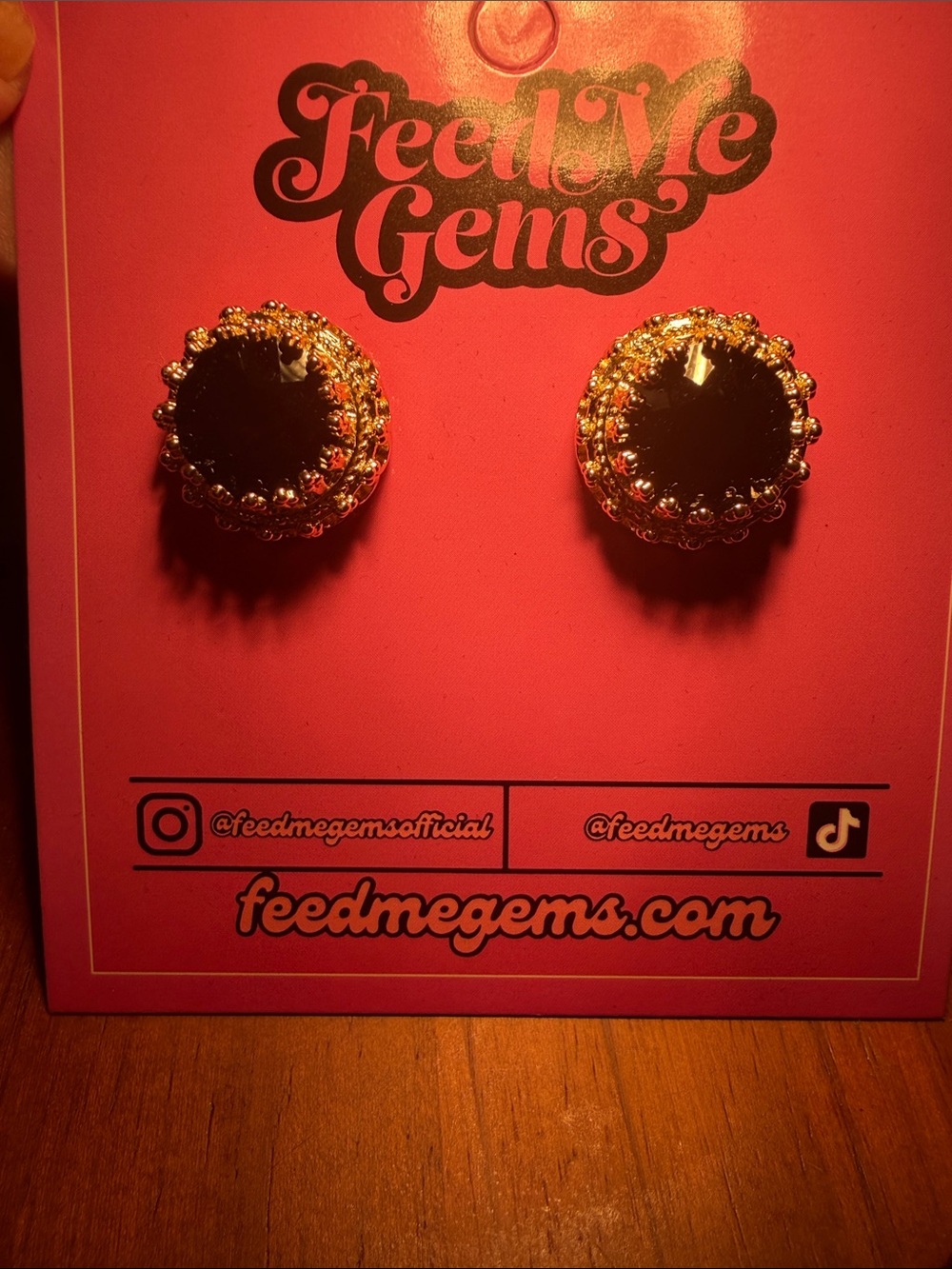 New Feed Me Gems Black Onyx Queen Studs - Picture 2 of 8